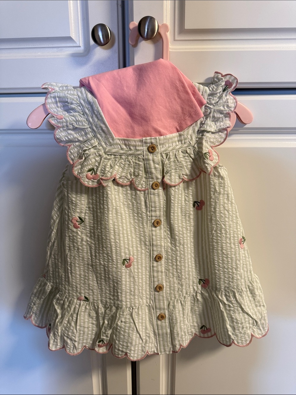 Happily Grey 2 Piece Set Green with Pink Cherries